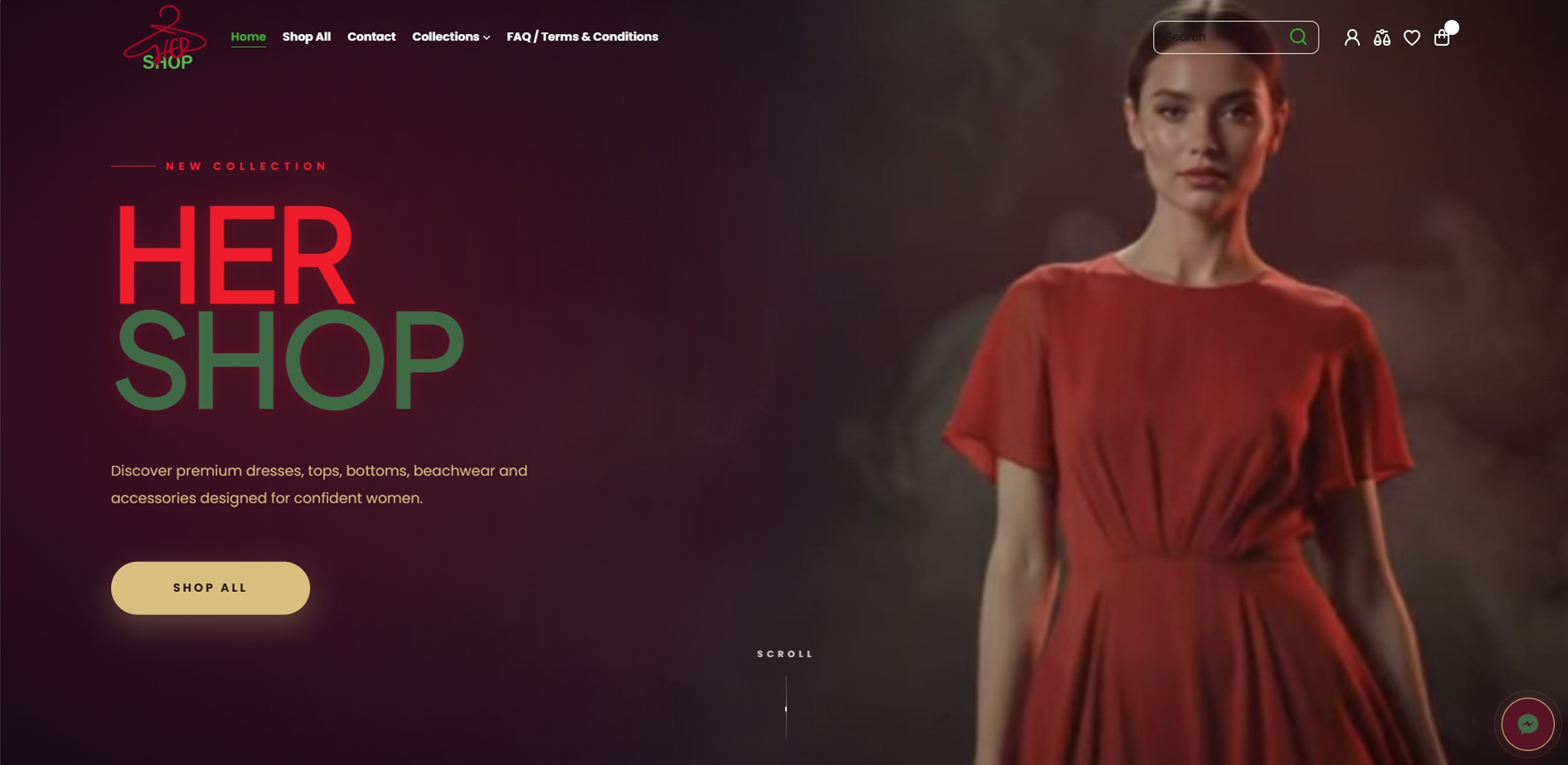HERSHOP cinematic ecommerce homepage redesign