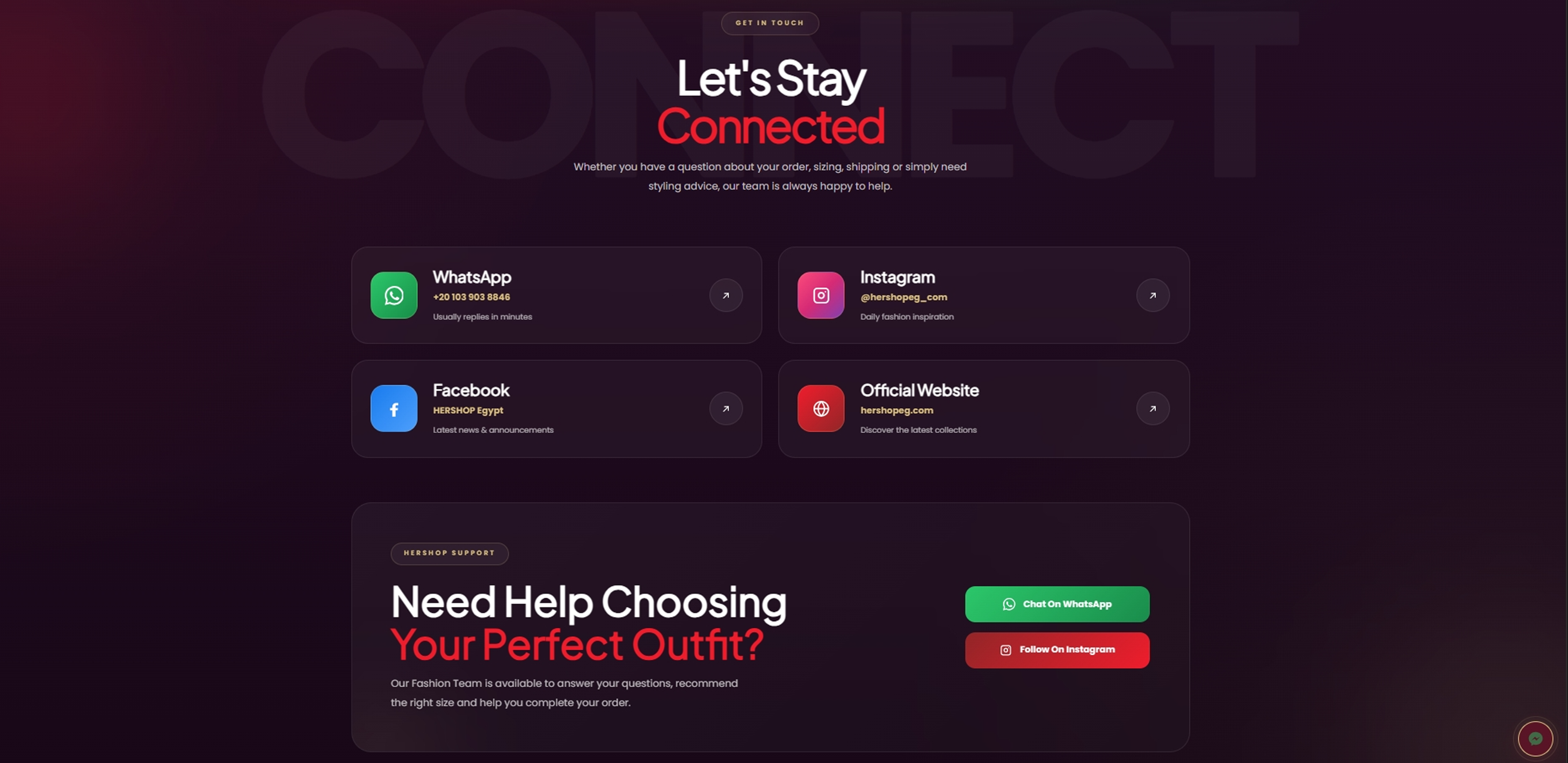 HERSHOP contact experience